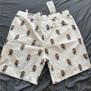 Denim & Flower Ricky Singh USA Bear Print Shorts XL White Patriotic Casual